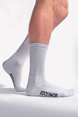 6 Pack Mens Breathable Cotton Athletic Crew Sport Socks (12-15 US, White)3