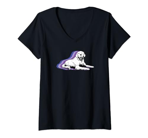 T-shirt col en V femme Marvel Hawkeye Lucky design afterimage violet