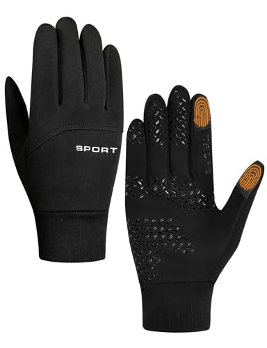 AURUZA Winter Gloves for Men Cold Weather, Windproof Cycling Gloves for Men Gloves with Touch Screen Fingers, Waterproof Thermal Gloves for Cycling Running Driving(L)