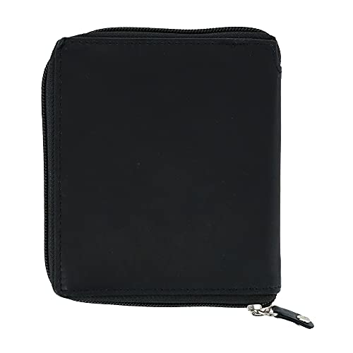 CTM Men's Leather Zip-Around European Wallet, Black2