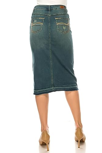 Fashion2Love Women's Juniors/Plus Size Calf - Length Stretch Denim Pencil Skirt (79097)3