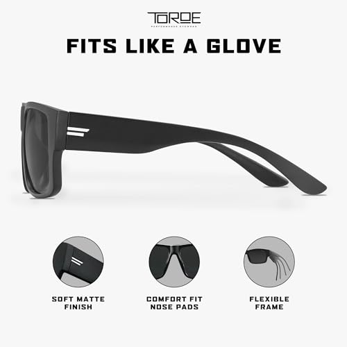 Image of TOROE Z87+ Polarized Safety Sunglasses Matte Black TR90 Frame, ANSI Rated Lens