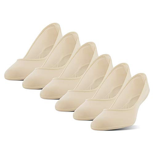 PEDS Women's Contour Padded Low Cut No Show Socks, 6 Pairs, Nude, Shoe Size: 5-10