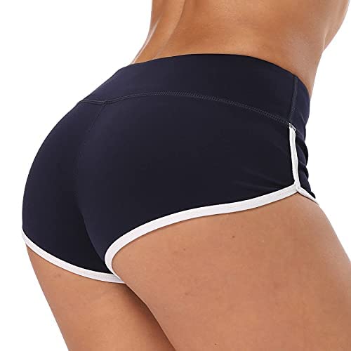 Active Shorts for Women Sexy Booty Shorts Comfortable and Breathable Fitness Sport Workout Hot Shorts Athletic Biker Navy Blue/White