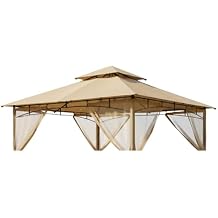 Garden Winds Reinforced RipLock 350 Replacement Canopy Top Cover Compatible with MasterCanopy 8 x 8 Gazebo Models 0909DP-NT - Beige