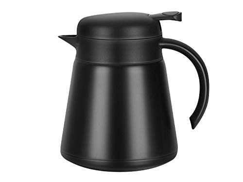 Luvan Dzbanek termiczny 800 ml, karafka termiczna ze stali nierdzewnej 304 18/10, podwójne ścianki, izolowany próżniowo dzbanek do kawy z przyciskiem, bez BPA, do kawy, herbaty, napojów (czarny / 765