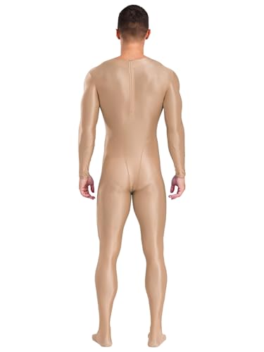 Mens Oil Glossy Full Bodysuit Bodystockings Footed Jumpsuit Athletic Yoga Shapewear Nightwear2