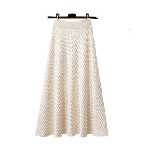 Women's Autumn and Winter Knitted Mid Length Umbrella Skirt Casual High Waisted Fashionable Office A-line Long Skirt2