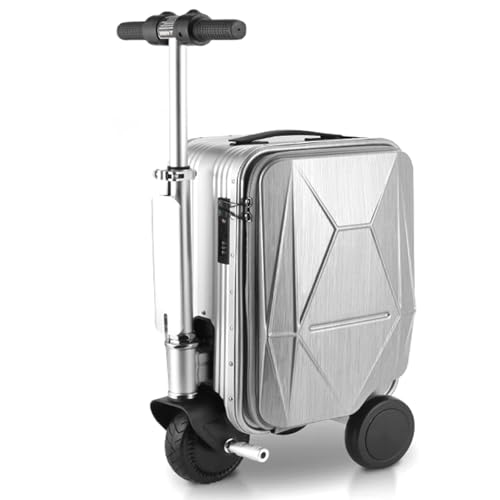 Smart Electric Luggage, Portable Rideable Suitcase, Aluminum Frame Suitcase, 20L Capacity, Load 242 LBs, Speed Adjustment, One-Button Telescopic, Removable Battery, for Travel and Vacation,Silver