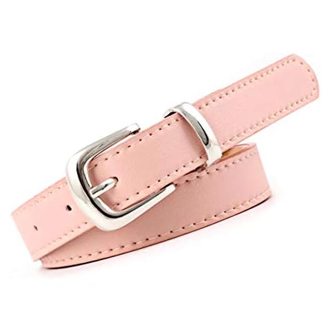 Women Fashion PU Leather Dress & Jeans Waist Belt for Girls and Ladies Silver Color Buckle (Pink) Cover