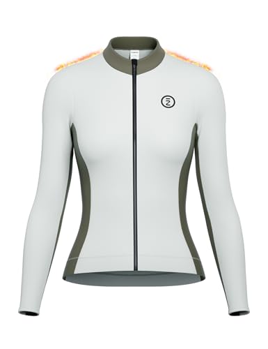 INBIKE Maillot Ciclismo Mujer Invierno Manga Larga Mtb Ropa Secado Forro Polar Cálido Transpirable Reflectantes Camiseta Bici Verde M