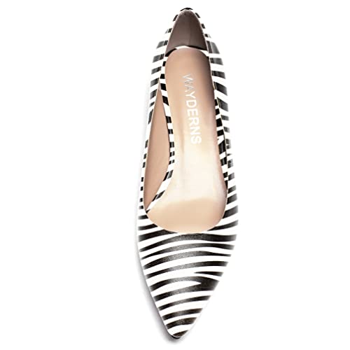 WAYDERNS Women's Slip On Solid Pointed Toe Matte Stiletto Mid Heel Pumps Shoes 2.5 Inch4
