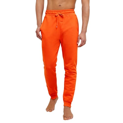 Sweat Pants for Mens Baggy Sweatpants Joggers Casual Athletic Workout Gym Clothes Straight Leg Open Bottom Sweatpants Fleece Lined Jogger with Pockets Winter Clothes Fall Clothing Orange