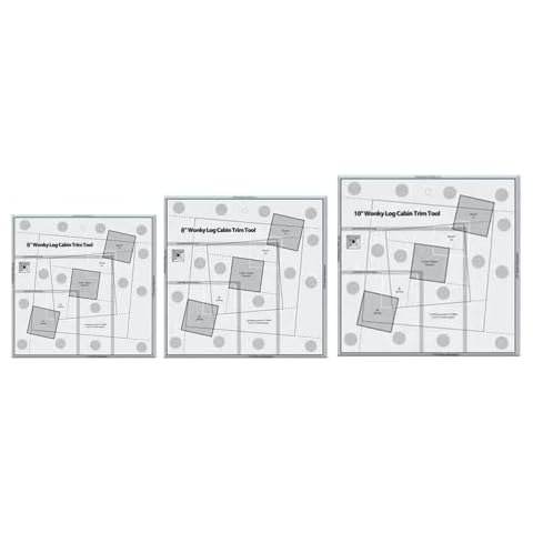 LVYXON 3PCS Quilting Sewing Rulers, 6/8/10 Wonky Log Cabin Trim Tool Quilting Template Patchwork Sewing DIY Ruler Cover