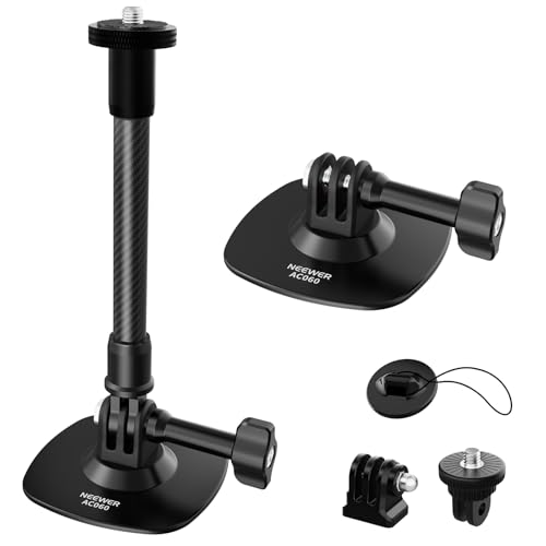 NEEWER Flexible Helmet Mount with Extension Pole Compatible with Insta 360 GoPro DJI Adhesive Action Camera Holder Base Adapter for POV Video Recording Live Streaming for 1/4 Accessories AC060