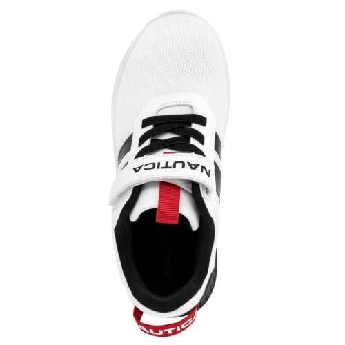 Nautica Kids Boys Youth Athletic Running Shoe|One-Strap Bungee Sneakers|Little Kid-Big Kid Sizes Performance and Style-Manalapin Boys-White Black Red Pop-Size 13 - image 4