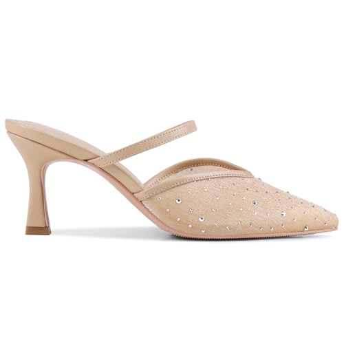 Image of USIMAD Women's Mesh Mule Heels with Memory Foam Insole Pointy Toe Arch Support