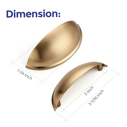 Image of Ravinte Champagne Bronze Drawer Pulls Cabinet Cup Pulls 3 Inch 20 Pack | Kitchen Hardware, Cup Pull Shape, Cabinet Handles, Drawer Handles, Smooth Drawer Grip,For Dressers, Cupboards