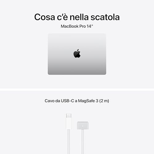 2025 MacBook Pro Laptop con chip M5, CPU 10 core, GPU 10 core: progettato per  Intelligence, display Liquid Retina XDR 14,2", memoria unificata [24GB], SSD [1TB]; Argento - Notebook - Immagine 5
