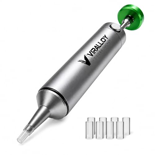 Solder Sucker Tool No Clog Silicone-Tip Manual Desoldering Pump Soldering Accessories for Solder Remover Unrivaled Suction No Power Needed Ultra Low-Maintenance Best-in-Class Desoldering Gun