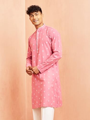 Image of VASTRAMAY Men's Printed Straight Kurta with Mandarin Collar | Ethnic Indian Traditional Kurta for Festive, Wedding & Casual Outfit