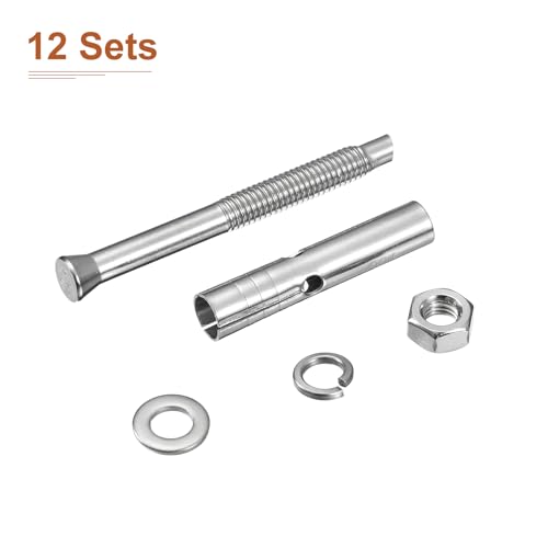 Image of DTGN M6 x 60 Expansion Bolts - 12Pack- Good for Concrete Dry Brick Block Walls - 304 Stainless Steel - Silver