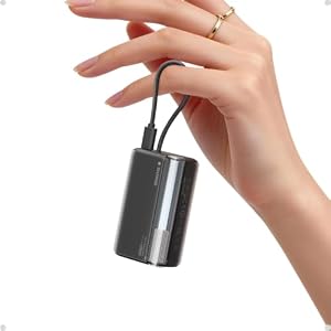 sharge 45W Schnelllade Powerbank 10000mAh, Kompakte USB-C Powerbank mit integriertem Kabel, PD 3.0 & QC 3.0, Dual-Ausgang für iPhone 17/16/15, iPad & mehr