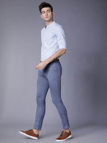 Image of Highlander Men's Slim Fit Casual Shirts | Solid | Long Sleeves | Mandarin Collar | Casual Shirts for Men