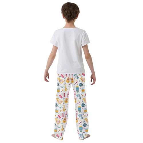 ZZXXB Accordion Drum Boys Long Pants Soft Trousers Elastic Waist Kids Lounge Bottoms with Pockets S-XL3