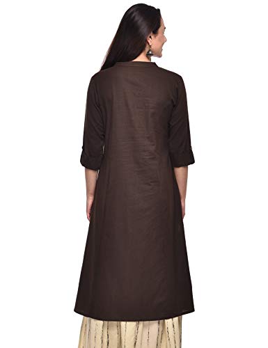 Image of Pistaa's Women's Cotton Relaxed Fit A Line Embroid A-Line Pattern Kurta