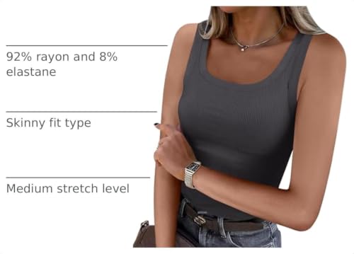 Image of ANRABESS Womens Square Neck Ribbed Tank Tops 2026 Summer Sleeveless Shirts