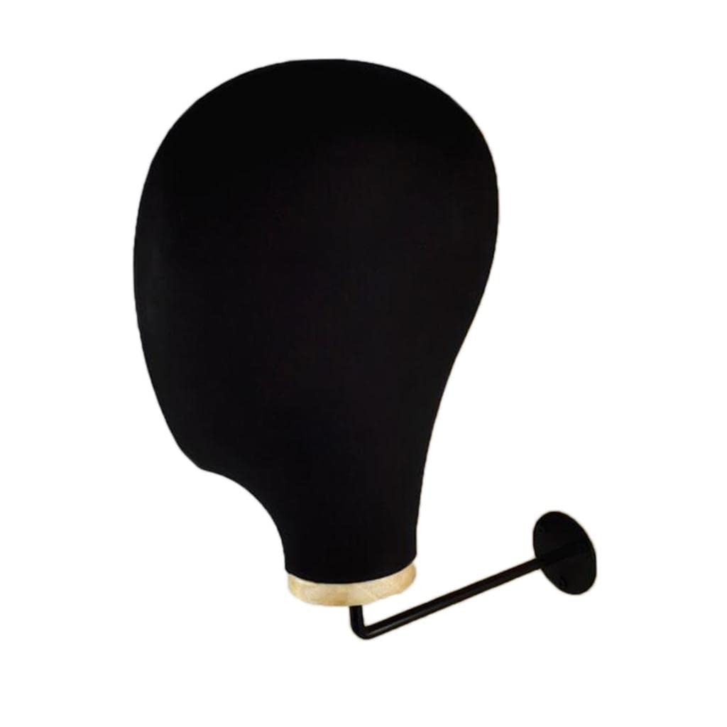 Fenteer Mannequin Head Wig Holder Hat Display Cowboy Hat Rack Wall Mounted, Black