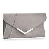 Milisente Clutch Damen Wildleder Abendtasche Klein Umhängetasche(Grau)