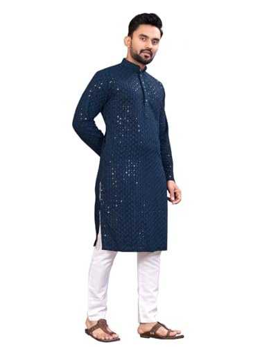 Image of Regular Fit Men's Cotton Rayon Kurta and Payjama Set WITH Elegant Design For Wedding, Parties, Festivals, Family Functions