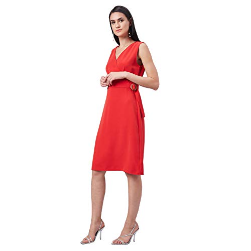Image of Carlton London Women's Polyester A-Line Midi Casual Dress