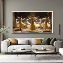 Elegant Sufi Dervish Canvas Painting Wall Art, Abstract Whirling Dancer Wall Art for Living Room Decor(20x40cm/Frameless)
