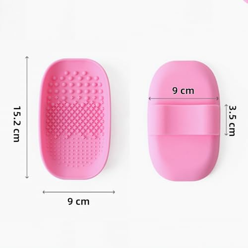 KOMUNJ Pinselreiniger aus Silikon, Make-Up Pinsel Reiniger Matte Silikon Kosmetik Pinsel Reinigungsmatte für Die Heimreise, einfach zu reinigen, Geeignet für Trockene Kosmetika Rosa