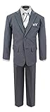 Boy's Formal Pinstripe Dresswear Suit Set #G220 (8, Gray)