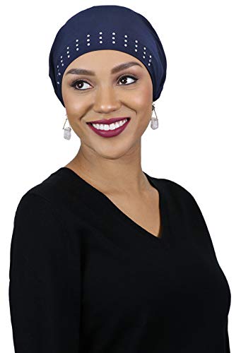 Cancer Headwear for Women Head Scarf Chemo Scarves Head Coverings Dressy Art Deco (Navy)