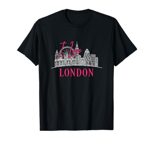 I Love London England Monumenti iconici Souvenir dello skyline della città Maglietta