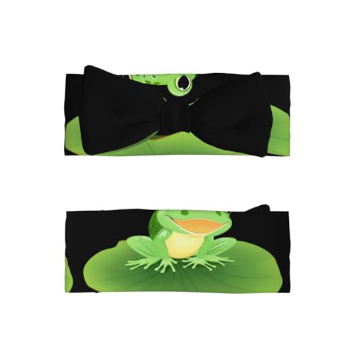 Baby Bow Headband Frog On Lotus Leaf Printing Soft, Skin-Friendly For Newborns 0-6 Months, For Baby Girls2