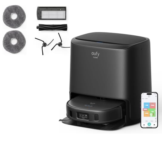 eufy Clean X9 Pro CleanerBot with MopMaster™ Adaptive Pressure Cleaning, 2 Rotating Mops, Carpet Detection with 12 mm Auto-Lifting Mops, Auto-Clean Station, 5,500 Pa Suction, and AI OBS