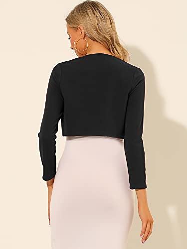 Image of Allegra K Women's Elegant Bolero Shrugs Lace Insert Business Office Open Front Crop Cardigan