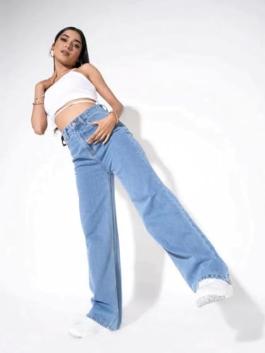 Image of Glossia Denim Baggy Jeans for Women | Stretchable High Waist Straight Fit Jeans for Women | High Rise Stretch Denim | Loose Fit Plus Size Denim (Sizes - 24 to 44) WJ11-1205-$