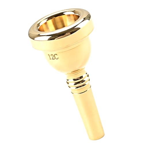 Toddmomy 12c Trumpet Mouthpiece Golden Trumpet Gold Plated Breathable Replacement for Occasions