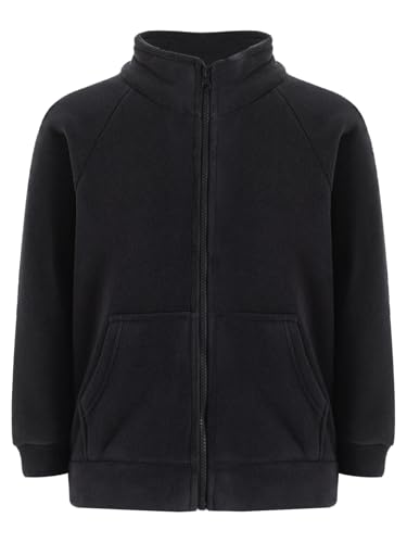 Hularka Kids Girls Boys Solid Polar Fleece Full-Zip Mock Neck Jacket Coat Long Sleeve Sweatshirt Outwear with Pockets