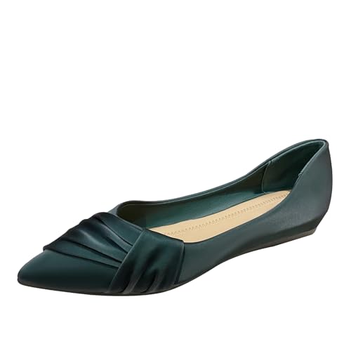 GYUBLWomens Pointed Toe Ballet Flats Pleated Bow Slip On Dress Shoes Comfort Shoes