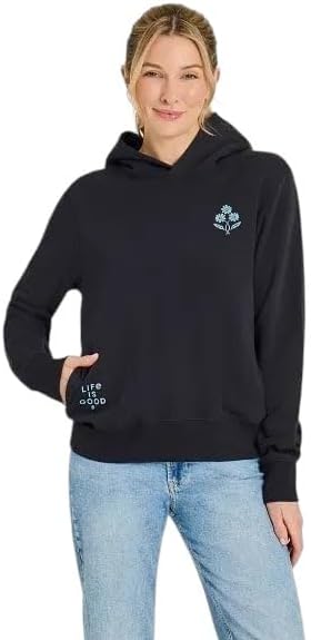 Life is Good. Women's Daisy Trio Good Vibes Simply True Fleece Hoodie, True Black