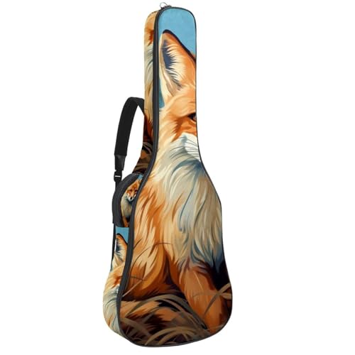 Sac pour guitare acoustique 41 pouces à motif renard avec grand compartiment