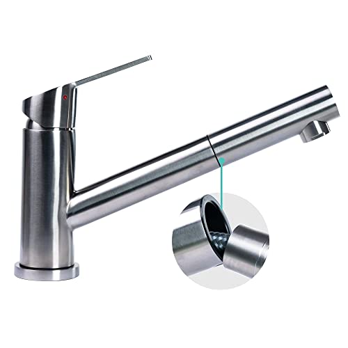 Mizzo Patro Grifo de Cocina - Ducha Extraíble - Canilla de Fregadero Acero Inoxidable Cepillado - Giratorio de 120 grados - Caño Pivotante - 5 años de garantía griferías - satisfecho o reembolsado Cover